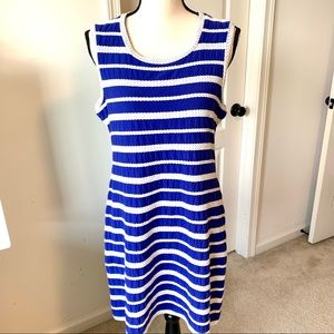 MAX STUDIO Braided Stripe Cotton Sheath Dress—XL